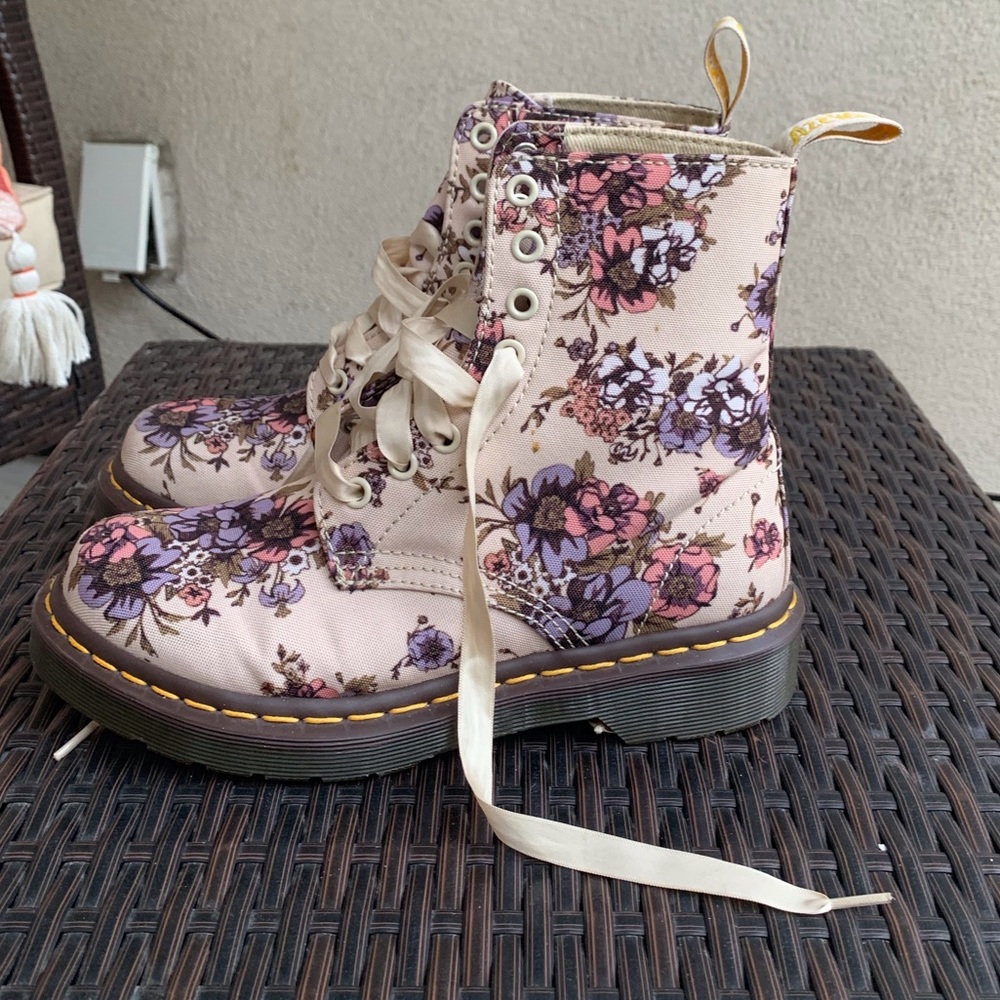 Floral print doc martins